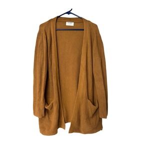 Old Navy Womens Long Cardigan Sweater Small S Spiced Saffron Open‎ Front Pockets